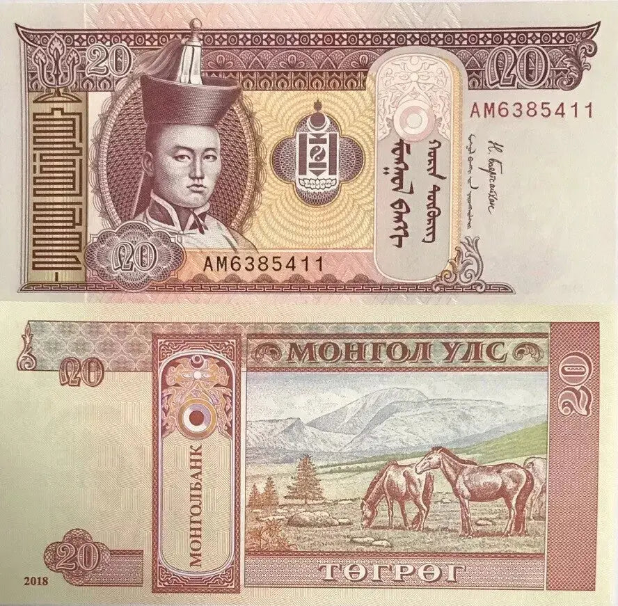 Mongolia 100x100(2014), 100X50(2019),100X 20(2018),100X 10(2020)Tugrik UNC