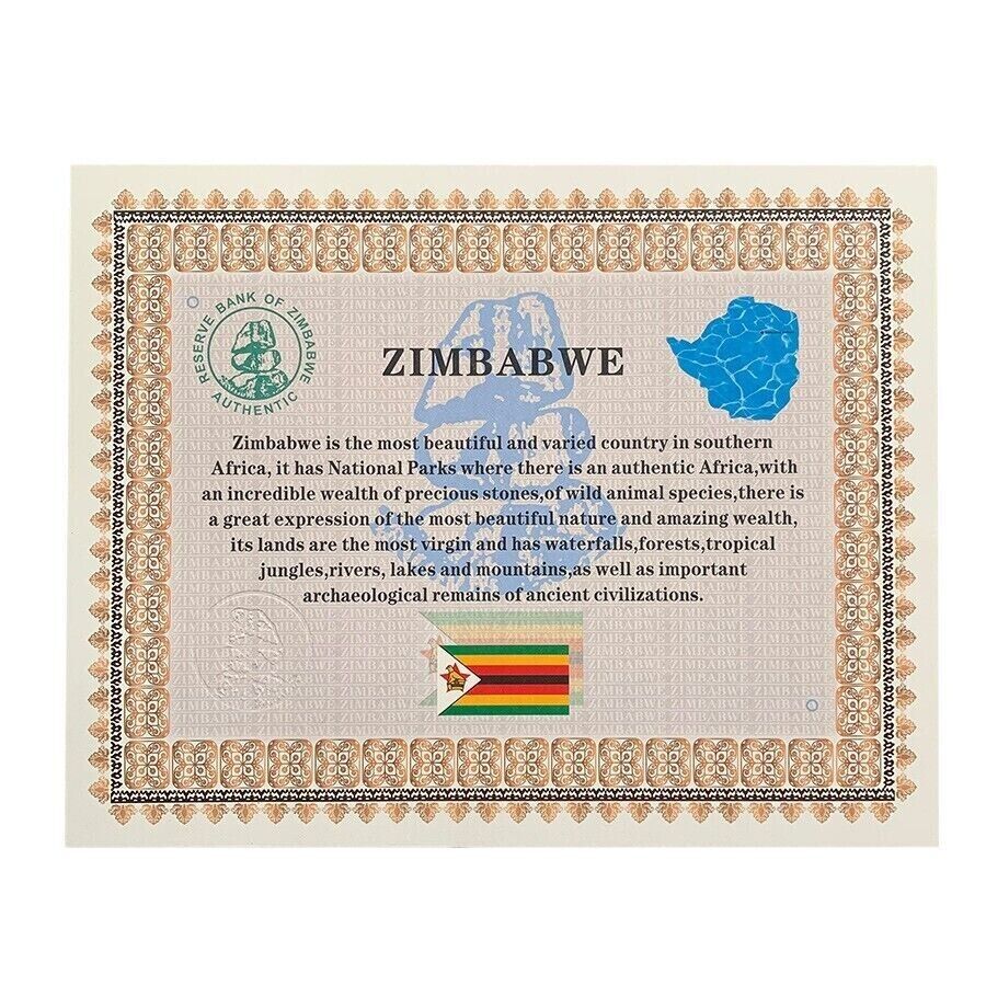 Zimbabwe ONE Centillion Containers Banknote Certificate Paper Money Gift - worldbanknote