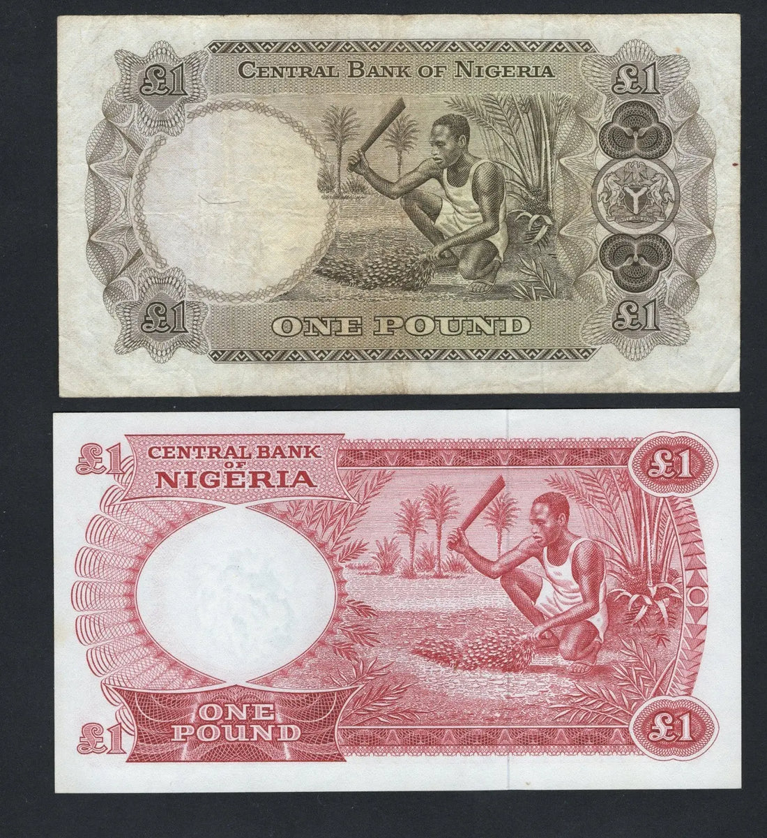 2 NIGERIA ONE POUND NOTE( 1960-1979) VF/F10