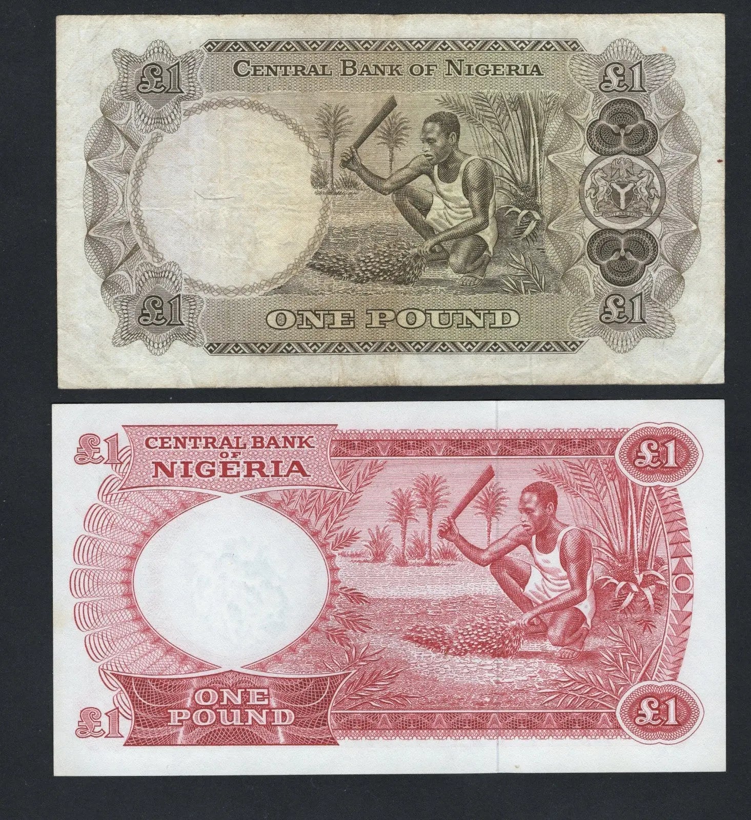 2 NIGERIA ONE POUND NOTE( 1960-1979) VF/F10