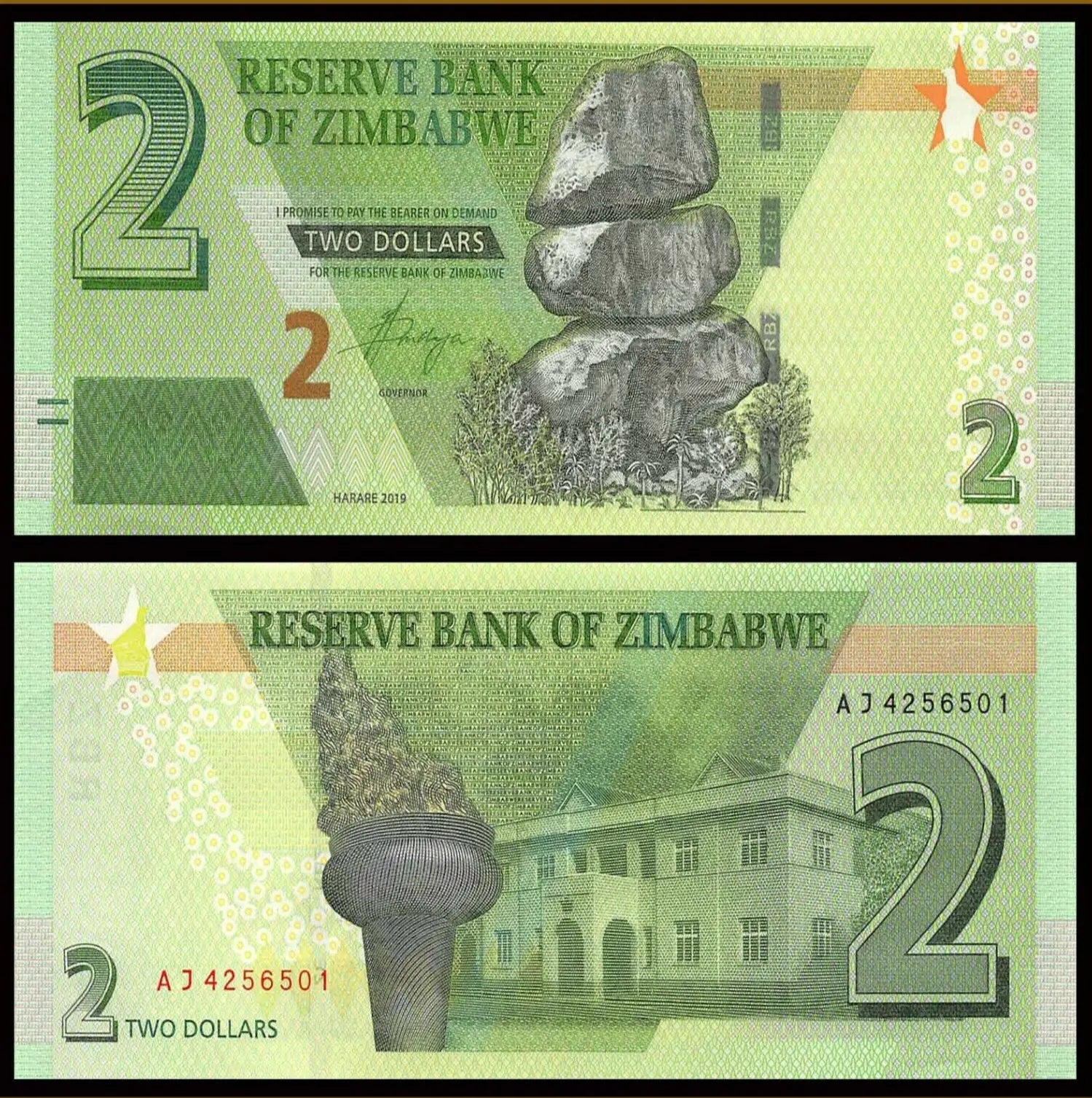 Zimbabwe complete set ($2 to $100) 2019-2020 P-NEW UNC