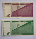 Set of 4 Zimbabwe 5 to 100 Billion Dollars Special Agro-Cheque Notea AUNC - worldbanknote