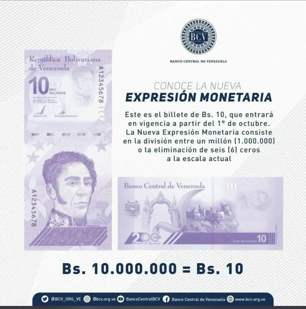 10 Banknotes  Venezuela 10 Million Bolivares Digitales  Total 100M UNC 2021