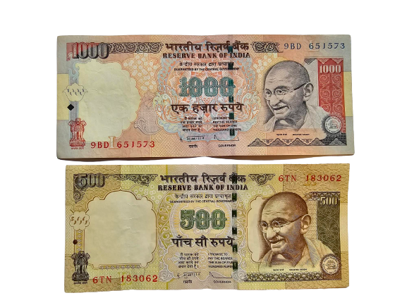 SET 2009-2016 INDIA 500 & 1000 RUPEES P-106 107 Well USED - worldbanknote