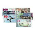 1 set of 5 Arctic Terr. 25, 50, 100,250, 500 Polar Dollars Unc