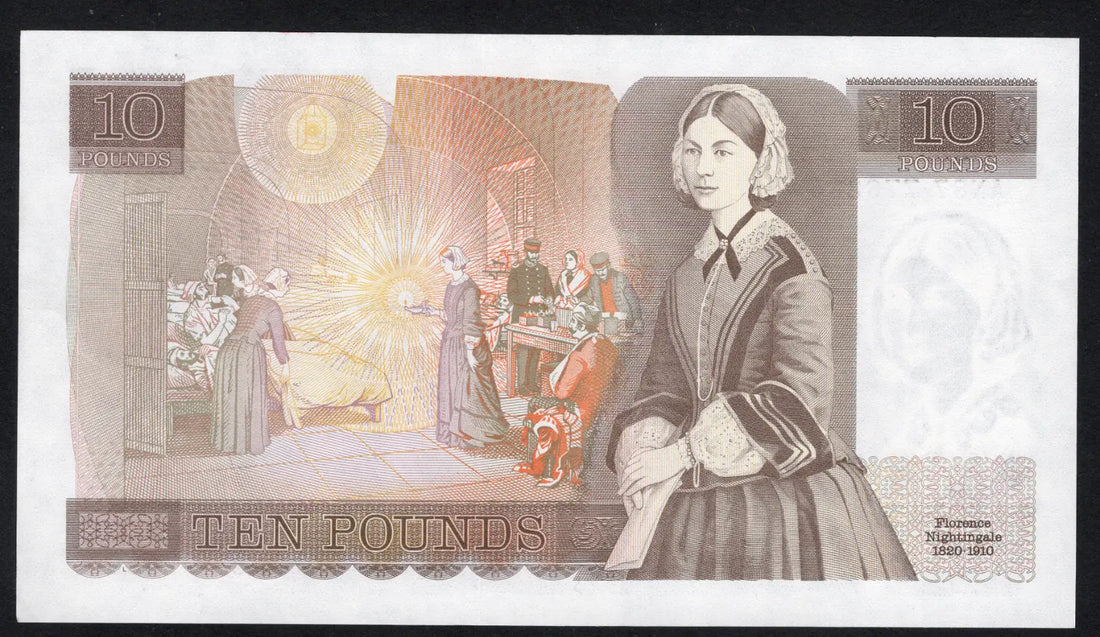 FRONT OF FLORENCE NIGHTINGALE BANK OF ENGLAND £10 Somerset rare serial numb