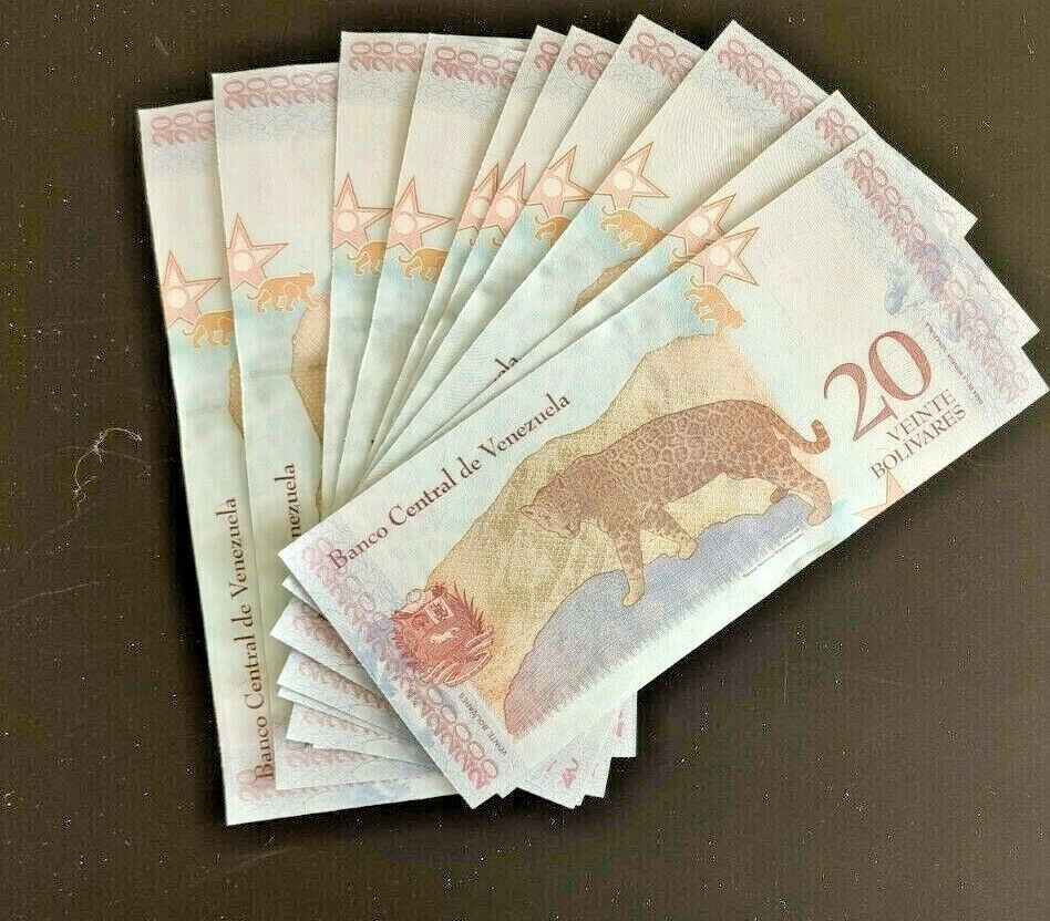 Lot Of 10 X Venezuela Banknotes. 20 Bolivares. Consecutive Serials. - worldbanknote