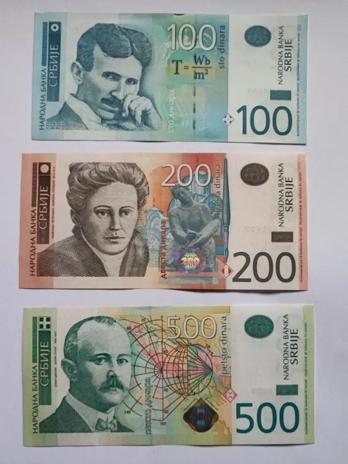 SERBIA 10 20 50 100 200  500 Dinara 2011-2013 UNCIRCULATED BANKNOTES
