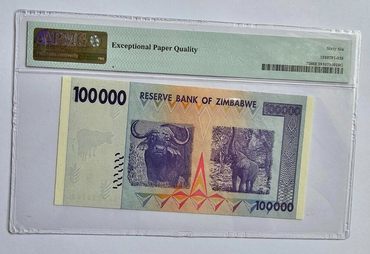 ZIMBABWE $100000 Dollars 2008 P 75 PMG 66 EPQ RARE - worldbanknote