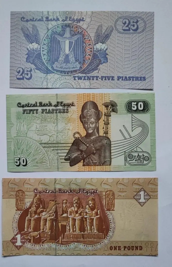 Egypt set 8 pcs25+50 piastres+1+5+10+20+50+100 pounds UNC random year