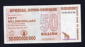 Zimbabwe 50 Billion Dollars 2008 XF Replacement Low Serial Number /ref d3 - worldbanknote
