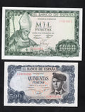 Spain banknotes set 100,100, 500,1000,1000,5000 pesetas 1965/1976 AUNC/ RD9