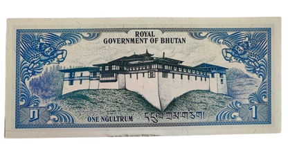 1986 Bhutan One Ngultrum Banknote Uncirculated in Stamped Envelope