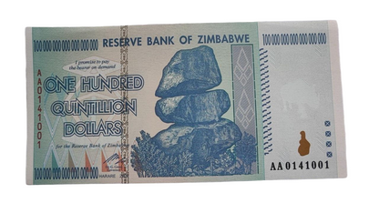 10xZimbabwe 100 Quintillion Dollars  Banknotes, read description