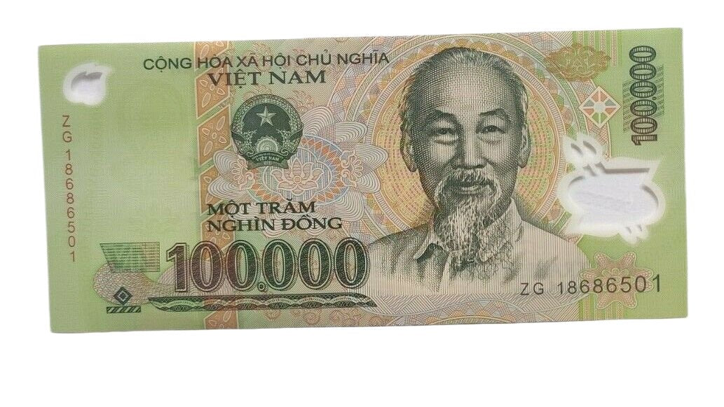 100,000 Vietnamese Dong polymer banknote in brand new condition