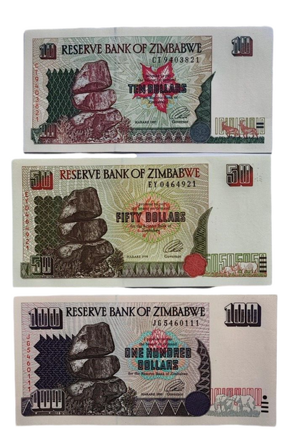 ZIMBABWE SET 5 Pcs 10,50,100,500 & 1000 Dollars 1994-1997