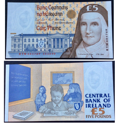 Ireland £5 Pounds,1999,P-75b,Catherine McAuley,UNC