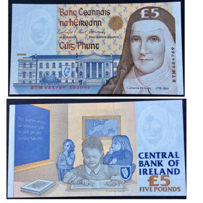 Ireland £5 Pounds,1999,P-75b,Catherine McAuley,UNC