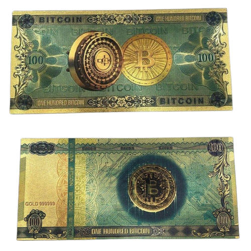 One Hundred  Dollar Bitcoin 24k Gold Plated Gold Banknote