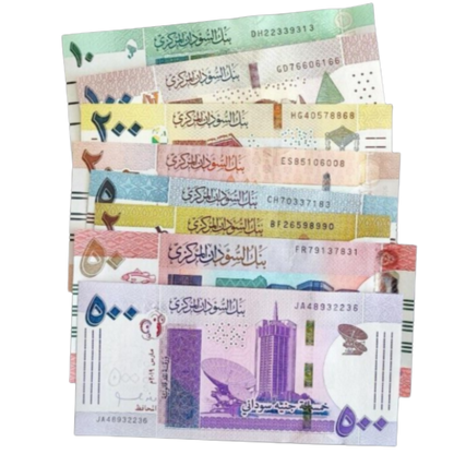 SUDAN Set 8 PCS 2, 5, 10, 20, 50, 100 & 500 POUNDS 2015-2019 NEW-UNC