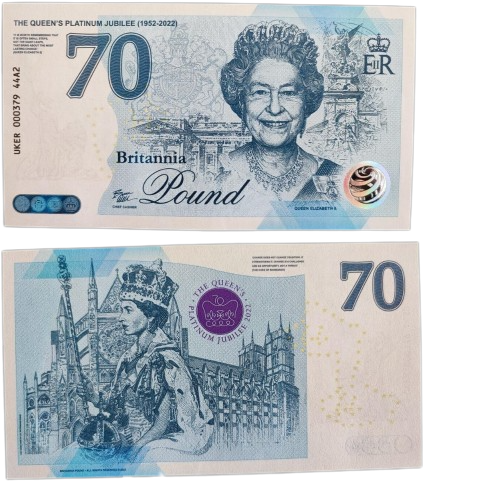 THE QUEEN'S PLATINUM JUBILEE 2022 BRITANNI COMMEMORATIVE BANKNOTE