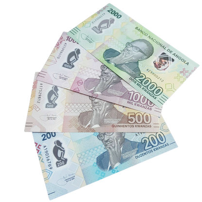 UNC Angola Polymer Banknote Set 200 500 1000 2000 Kwanzas 2020