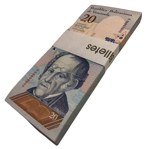 Venezuela Banknote Bundle. 100 X 20 Bolivares. Uncirculated Lot. Dated 2018.