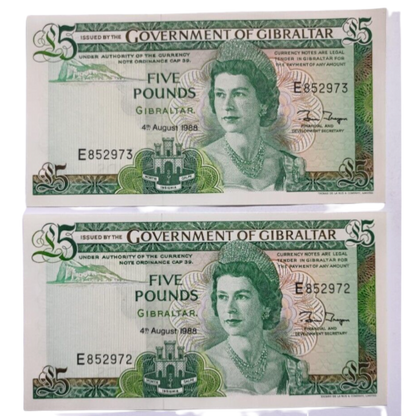 1xGIBRALTAR 5 POUNDS (P21b) 1988 UNC PRICE PER NOTE!