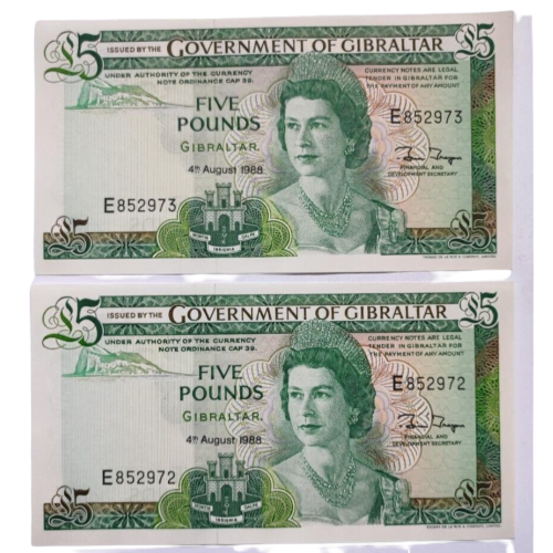 1xGIBRALTAR 5 POUNDS (P21b) 1988 UNC PRICE PER NOTE!