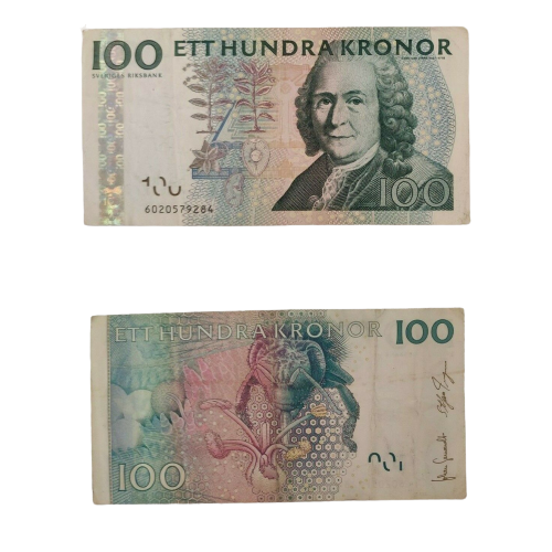 100 Sweden Kronor banknote used