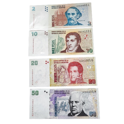 Argentina  2,10, 20,50 Pesos Set, 1992-2003, UNC