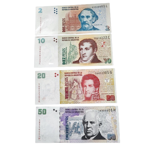 Argentina  2,10, 20,50 Pesos Set, 1992-2003, UNC