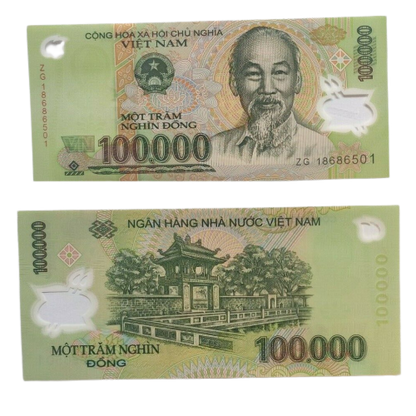 100,000 Vietnamese Dong polymer banknote in brand new condition