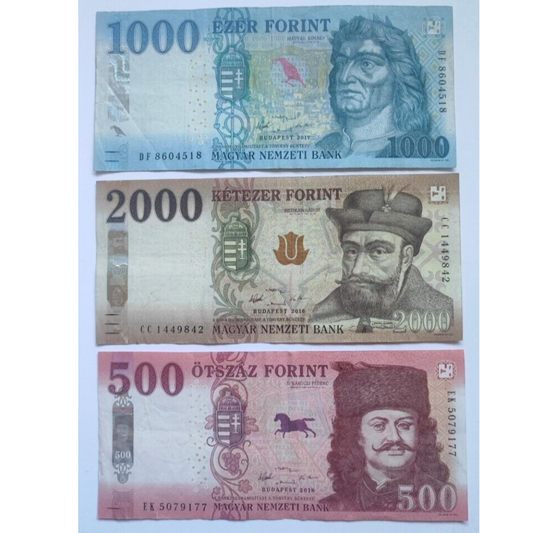 HUNGARY Banknotes Set of Three : 1000, 2000 and  500 forint 2016 -2020 VF