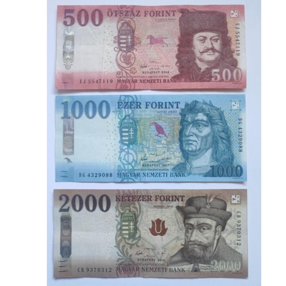 HUNGARY Banknotes Set of Three : 1000, 2000 and  500 forint 2016 -2020 VF