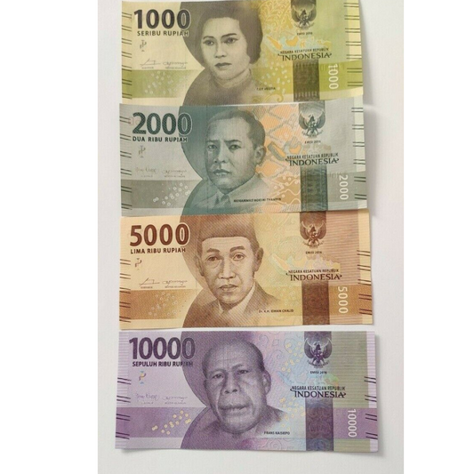 Indonesia 1000 + 2000 + 5000 + 10000 Rupiah 2016 Set of 4 Banknotes 4 PCS UNC