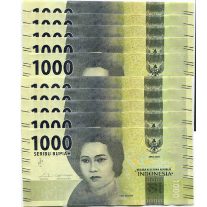 INDONESIA 1000 1,000 RUPIAH 2016 P NEW BUNDLE 10 PCS UNC