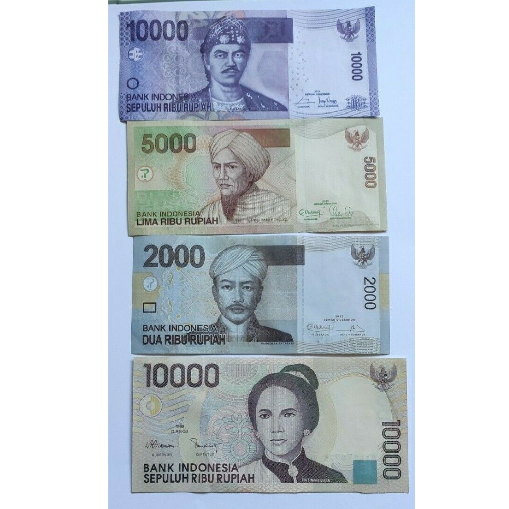 Indonesia 2000 + 5000 + 10000 + 10000 Rupiah 2016 Set of 4 Banknotes 4 PCS UNC