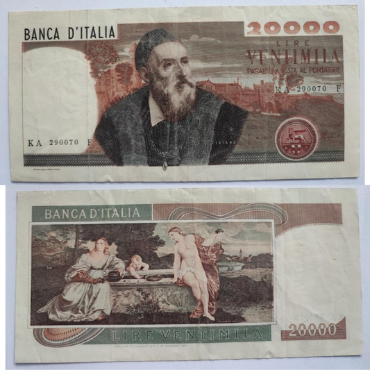 Italy  20.000 Lire  1975 In Very Fine condition