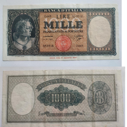 Italy 1000 LIRE  Banknote 1961 In Very Fine Condition