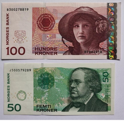 NORWAY 100 And 50 Kroner UNC