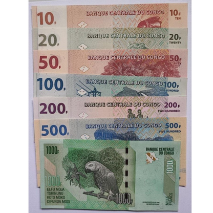 Set 7 PCS, Congo Democratic Republic 10-1000 Francs UNC