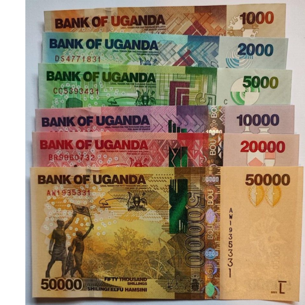 Uganda 6 Pcs Set, 1000 2000 5000 10000 20000 50000 Shillings 2019 2021, UNC