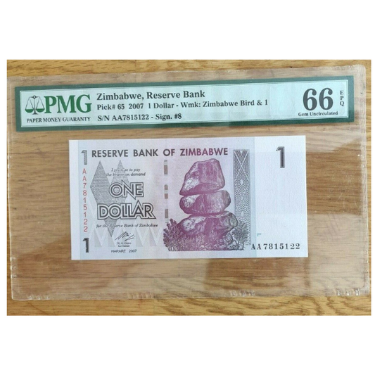 Zimbabwe   0ne dollars PMG 66 Exceptional Paper Quality
