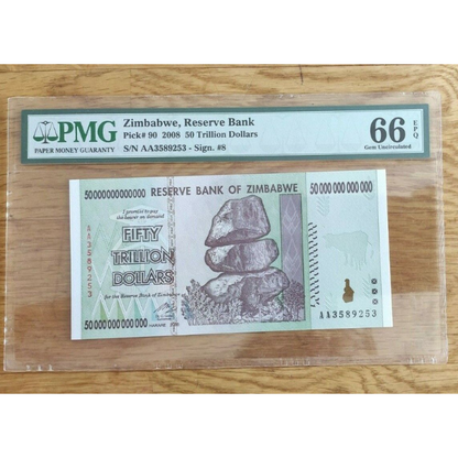 Zimbabwe   50 trillion dollars PMG 66 Exceptional Paper Quality