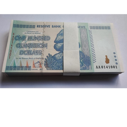 100xZimbabwe 100 Quintillion Dollars  Banknotes, read description