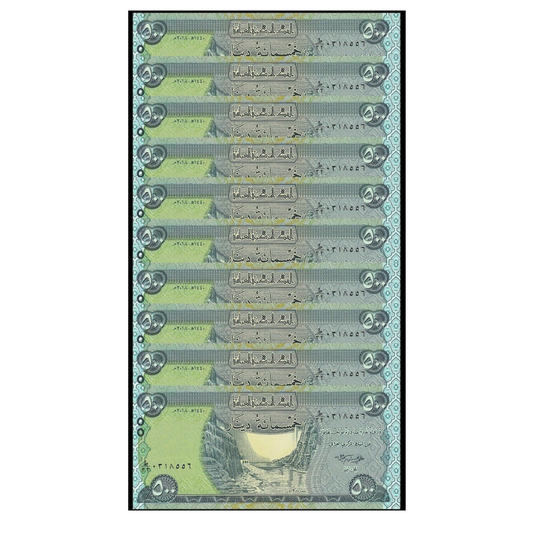 10xIRAQ 500 DINARS (P NEW) 2018 NEW UNC