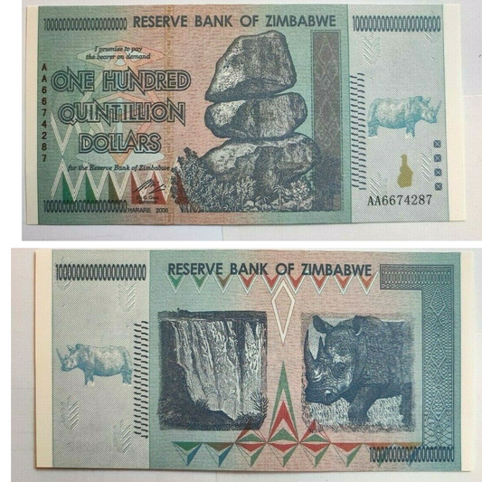 Zimbabwe 100 Quintillion Dollars Banknote/Non Currency/Fantasy Note