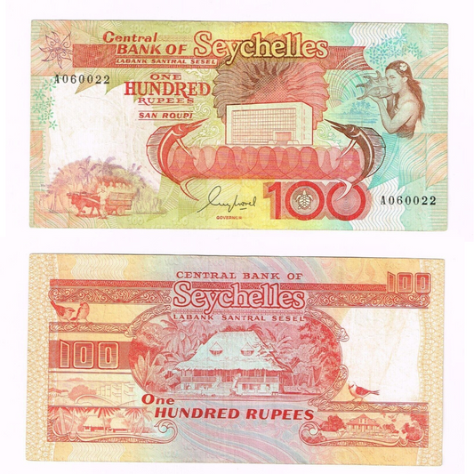 1989 SEYCHELLES 100 RUPEES NOTE - p35 VF+
