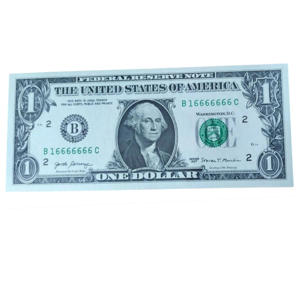 1 Dollar Bill 7 of a kind in a row "16666666"  UNCIRCULATED  